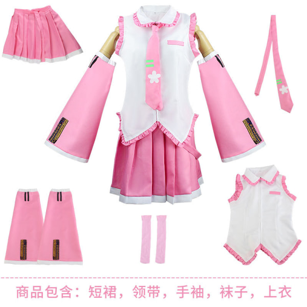 Mub- BAIGE Ny Vocaloid Miku Cosplay Kostyme Anime Rosa Midi Kjole Halloween Jul Festklær Antrekk For Jente 6 2 XL
