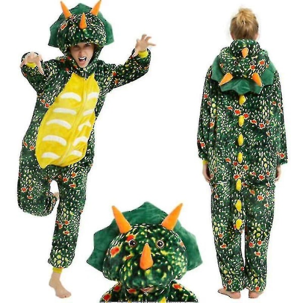 Unisex Vuxen Kigurumi djurkaraktärskostym Onesie Pyjamas Onepiece M Dragon-Green