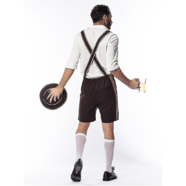 Mænds Bayerske Lederhosen Tysk Oktoberfest Traditionelle Shorts Øl Guy Kostume -a 2XL