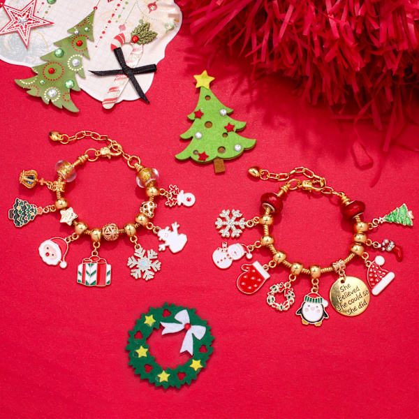 Guld julnedräkningskalender presentdräkt Gör-det-själv pärlarmband advent julgransblindlåda .C C