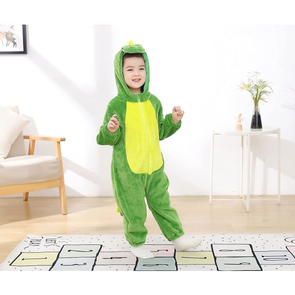 Tonwhar Baby og småbarn Tiger Dinosaur Animal Fancy Dress Kostyme Hette Romper Jumpsuit -a Green Dinosaur 100