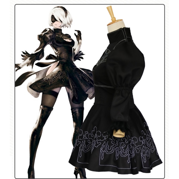 Mub- BAIGE Automata Yorha 2B Cosplay Suit Anime Women Outfit Disguise Costume Fancy Halloween Girls Party Black Dress Cosplay Costume Set 4 XL