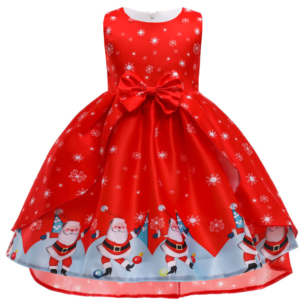 Kid Girls printed ärmlös rosett Party Princess Dress .4 big red