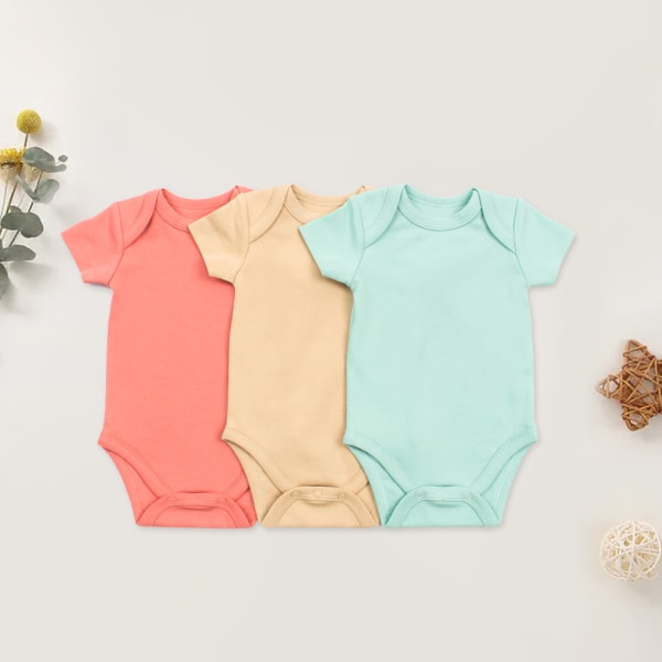 Mub- 2023 GOTS Certified Organic Cotton Kids Infant Clothing New Born Romper Plain Baby Summer Bodysuit 10 85cm