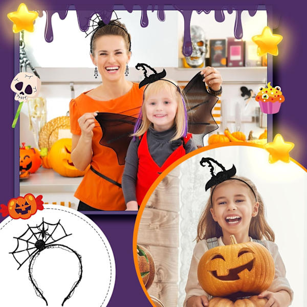 6 stk Halloween pandebånd Djævel Horn Pandebånd Spindel Pandebånd Hexe