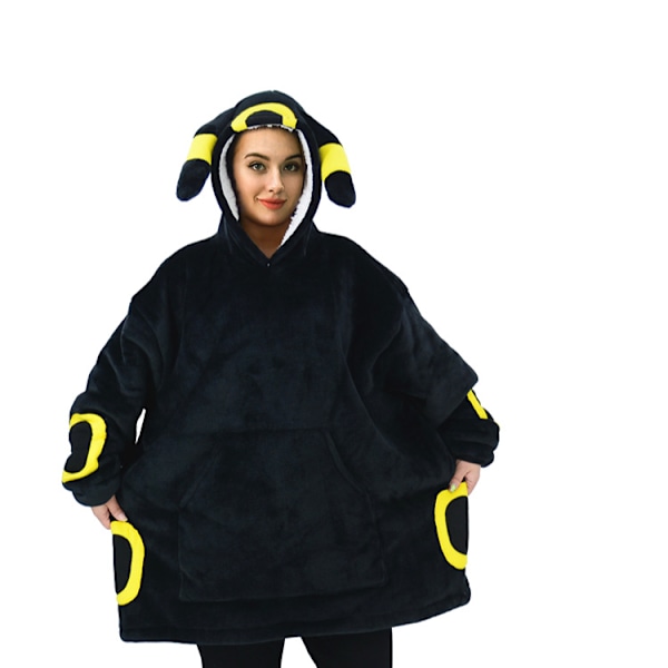 Mub - Tegneserie lat pyjamas pullover trøje flanel pyjamas efterår og vinter flanel tæppe trøje hættetrøje tæppe Yellow Circle TV