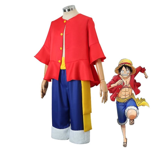 Anime One Piece Cos Suit Monkey D. Luffy Cosplay Kostym Stråhatt Skor Rekvisita Två år senare generationens Kläder Halloween Ny