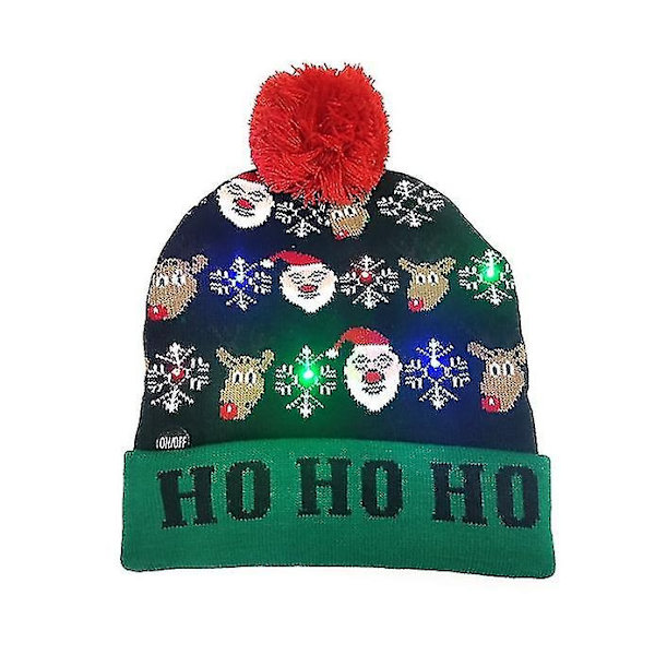 LED julehat, Light Up julehat Strikket hat .c Santa Claus and Elk