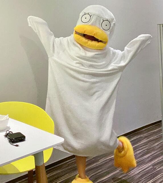 Höst och vinter unisex gul anka pyjamas L