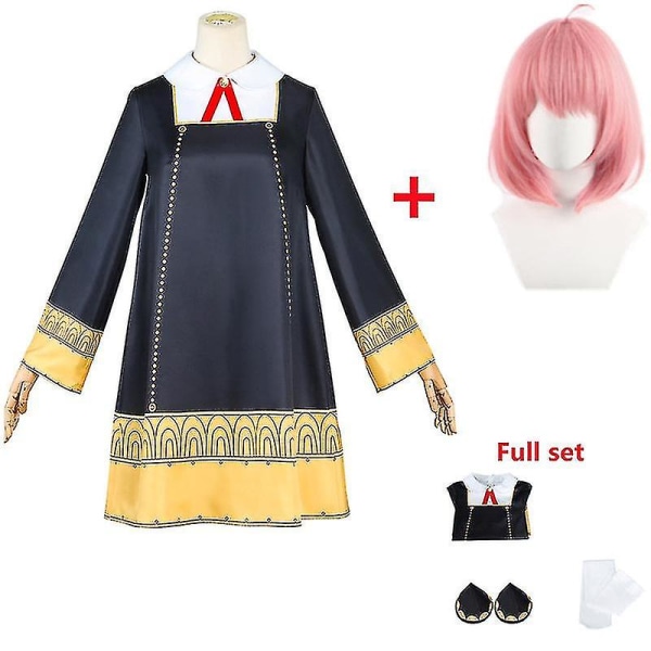 Aikuisten ja lasten anime SPY FAMILY Anya Forger -mekkoasu Cosplay-asu A3 Costume wig L