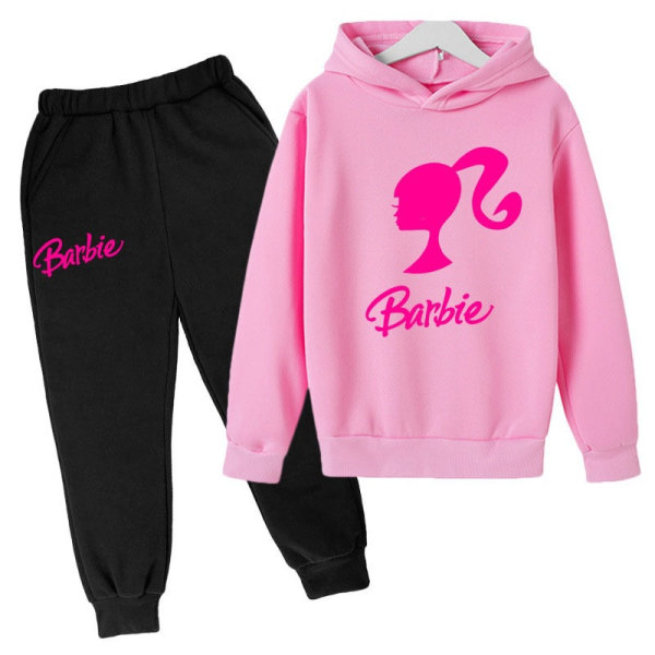 Mub- 2023 Barbile Barn Pullover Hoodie Tröja Byxor Set Pink top + black pants 140cm