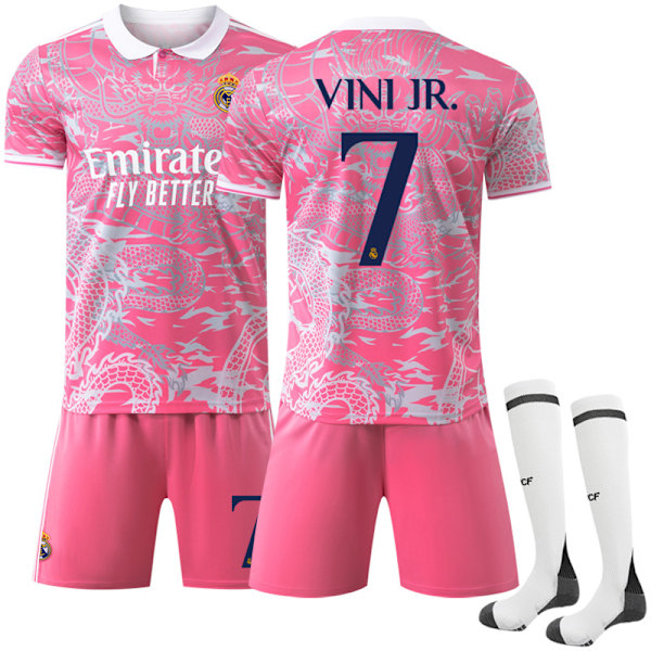 Xbi- 2425 Barnens Fotboll Tröja Träning Jersey Team Uniform Set Madrid Sportkläder Real Madrid Tröja 7 VINI JR. 22