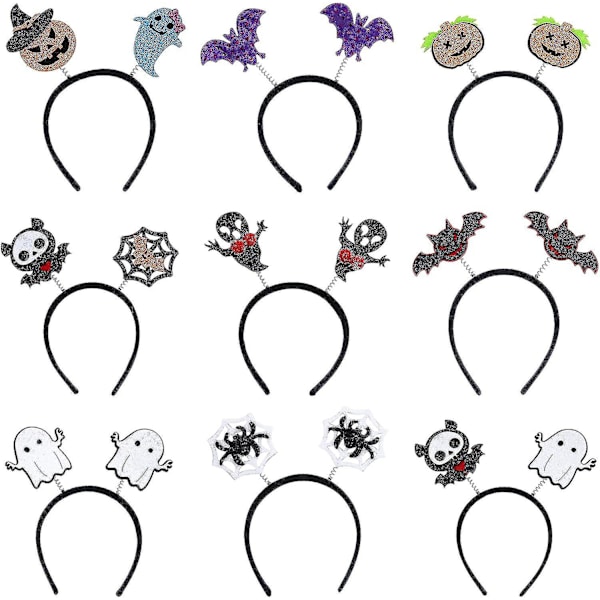 Halloween Pannband, 9 Pack Witch Pannband Pumpa Devil Hair Hoops Huvudbonader Hårband Halloween Kostym Festdekoration För Barn Vuxna Halloween P