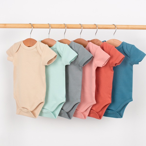 Mub- 03 GOTS Certified Organic Cotton Kids Infant Clothing New Born Romper Plain Baby Summer Bodysuit 2 66cm