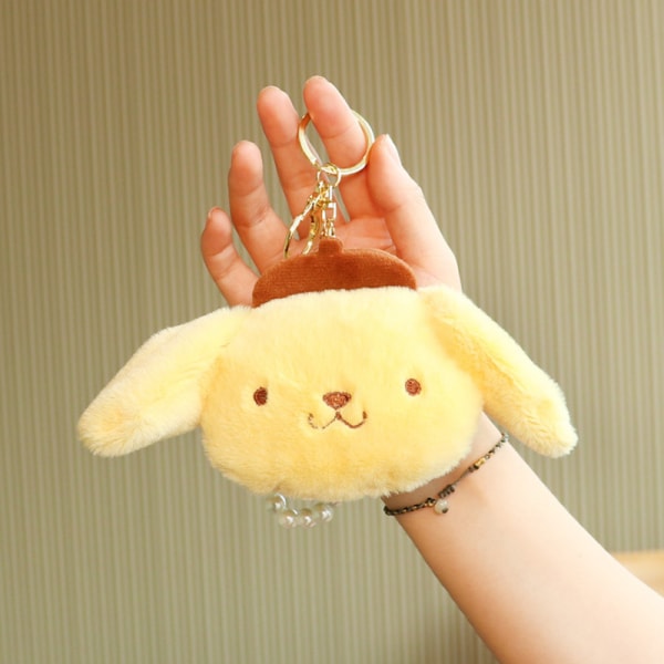 Mub- Plyysipehmolelu riipus, koiran laukku isoilla korvilla, avaimenperä koru Rabbit + bead chain