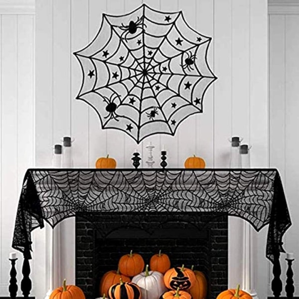 Bit Halloween-dekorasjonssett sett spetsbord med spindelvev