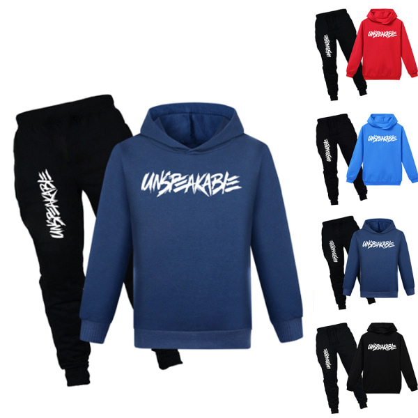 Usigelig Børne Hoodie Merch Hættetrøje Top Bukser Sæt H -i Royal blue 160cm