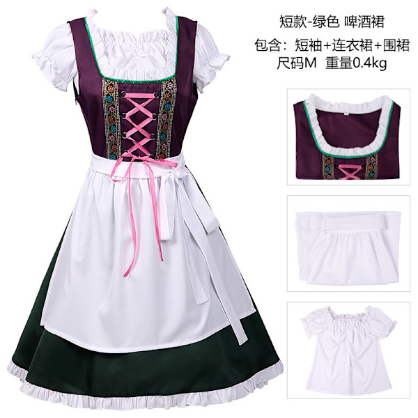Xbi - Oktoberfest-tapahtuman asut Münchenin olutmekot jacquard-pitsillä näyttäviin juhliin Purple and green dress XXL