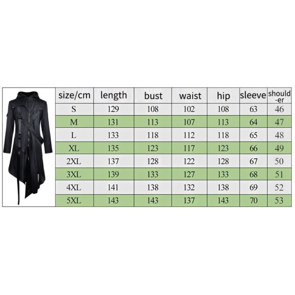 Ny gotisk efterårs- og vinterkostumejakke til Halloween COS 4XL