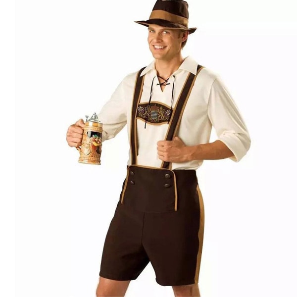30 % rabatt på svarte tyske herre skinn Lederhosen Oktoberfest Shorts Bukser Bayerske for menn og gutter. Apricot XL