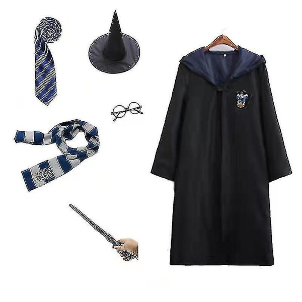 Harry Potter 6-osainen setti Taikurivelho   Fancy Dress Cape Cloak Costume_y -a blue kids 125cm