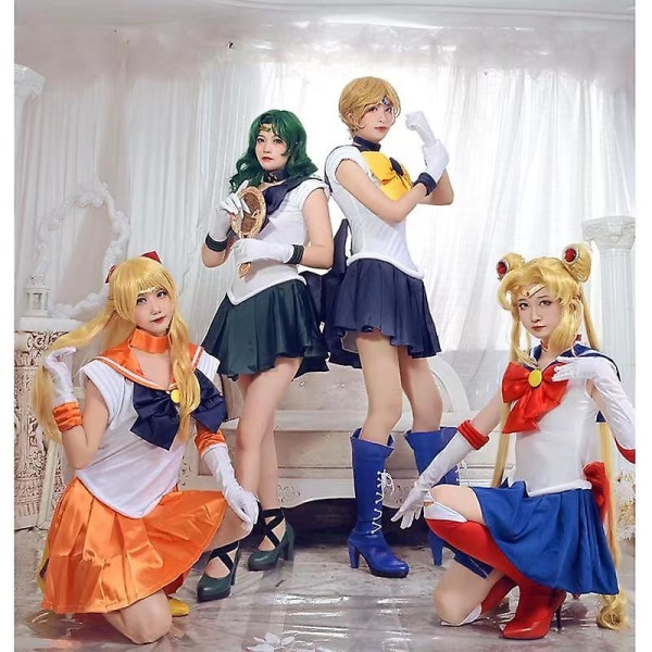 Sailor Moon Cosplay -asu Sailor Moon -hahmon mekko Vestido Halloween -asut naisille Puku Peruukki Loli -vaatteet Juhlaunivormu A XL Sailor Moon