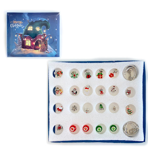 Jul Advent 2 Kalender Nedräkning presentförpackning Armband Jul DIY pärlarmbandskostym .C 4 20*17*1.3cm