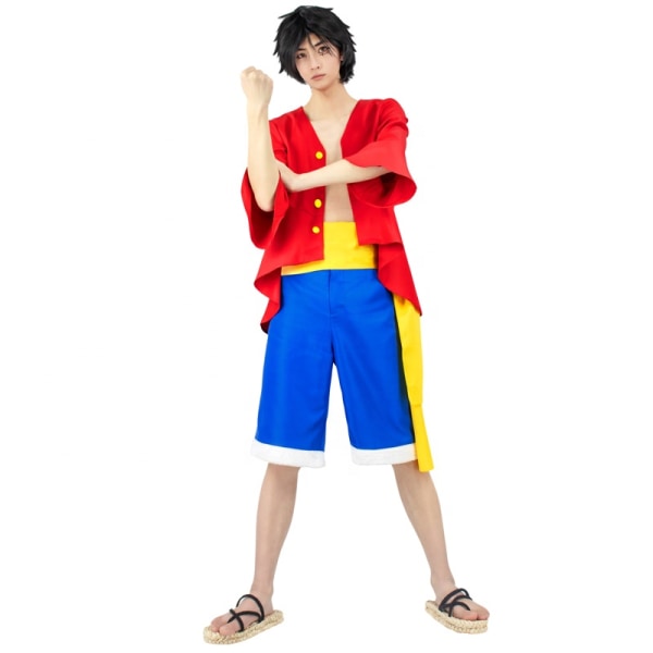 Mub - Nytt Anime One Piece Kostyme Monkey D. Luffy Cosplay  Herre US Størrelse Luffy  Antrekk Anime Cosplay Kostyme Red 2 XL