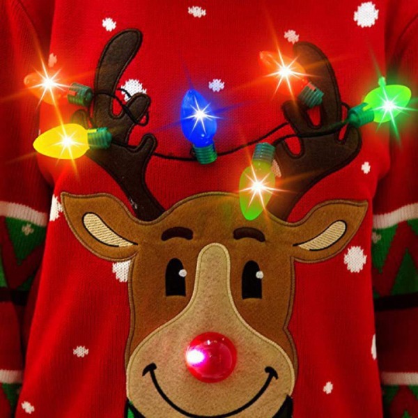 Mub- Julälg strikket 2023 nyhed julevibe sweater med LED-lamper black XXL