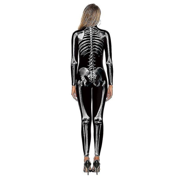Kvindernes 3d Skelet Halloween Kostumer Cosplay Jumpsuit Bodysuit -a L