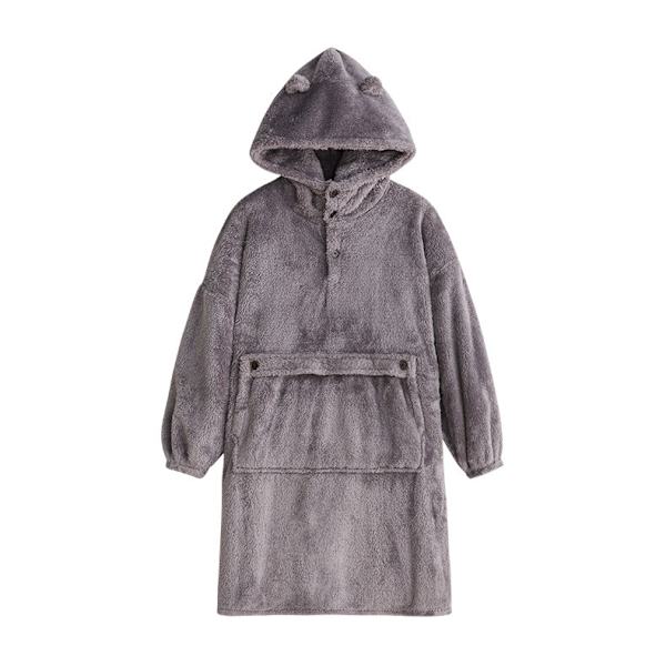 Mub- Lat par morgenkåpe pullover teppe hette utendørs innendørs varm TV-teppe hettegenser teppe Dark gray model M