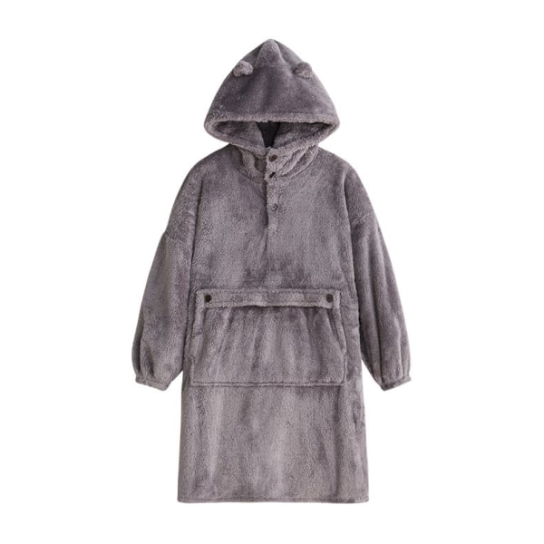 Mub- Lat par morgonrock pullover filt huva utomhus inomhus varm TV-filt hoodie filt Dark gray model M
