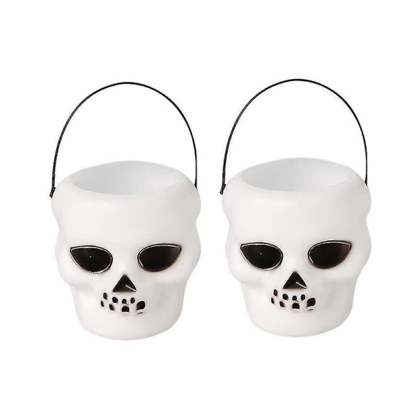 Halloween dekoration rekvisitter lille græskar slik hvid kranie spand layout