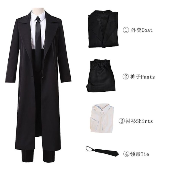 Makima Cosplay Anime Chainsaw Man Costume Black Trench Shirt Uniform Wig Suit  Power Sexy Nurse Women Uniform Gloves Stockings -a L Makima Clothes