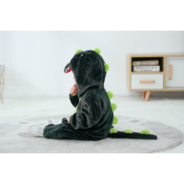 Reedca toddler's's dinosaurie dräkt för barn Söt huva onesie djurdräkt Halloween A-Dark Green Dinosaur 12-18 Months