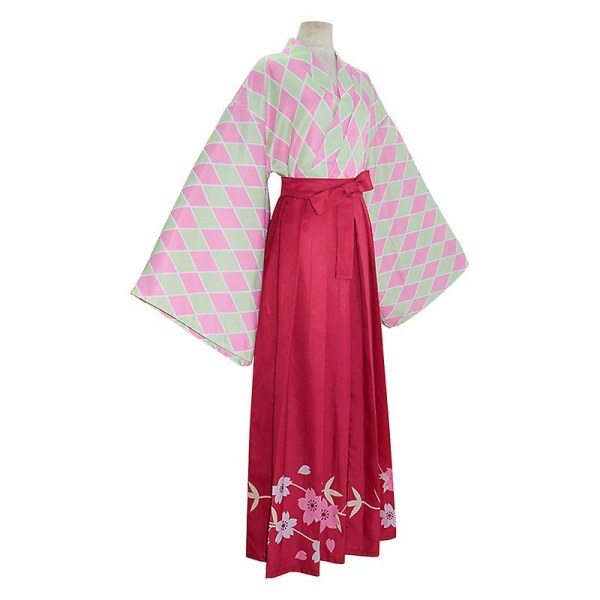 Kanroji Mitsuri Cos Anime Demon Slayer -asu Kanroji Mitsuri Kimono peruukilla Halloween Costumes XL