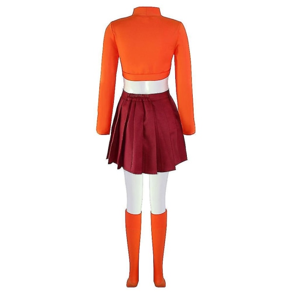 Anime Velma Cosplay Costume Movie Character Orange Uniform Halloween Costume For Women Girls Cosplay Costume Wig -a short version S