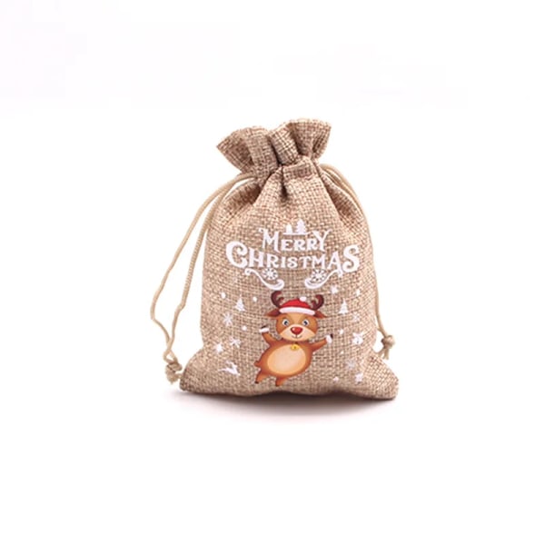 Mub- 10x14cm Christmas Favors Party Decorations Christmas Linen Candy Bags With Drawstrings Jute Burlap Gift Bag Burlap Bag X2072 SD04-1