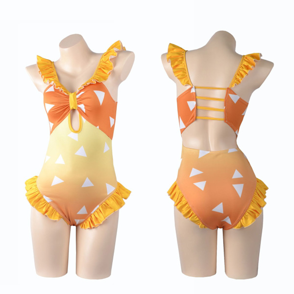 Mub- Anime TV Cosplay Costume Woman no Yaiba Bikini Beach Set Halter Neck Swimwear Bathing Suit Demon Slayer Kamado Nezuko Swimsuit BIJI1003 M