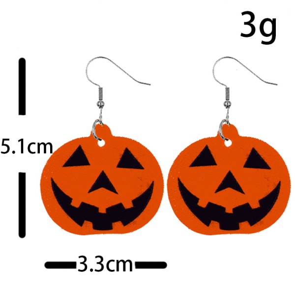 3 par Halloween-lærøreringer Gresskar Ghost-øreringer, Parodi Skrekk Betterlifefg Sunmostar .i