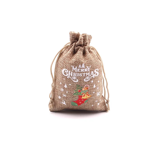 Mub- 10x14cm Julegaver Festdekorationer Julelinned Slikposer Med Snøre Jute Burlap Gavepose Burlap Pose X2072 SD04-5