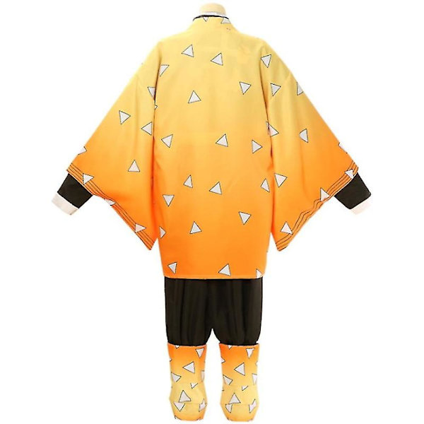 Adult Kids Anime Demon Slayer Kimetsu No Yaiba Agatsuma Zenitsu Cosplay Costumes Halloween Costume Kimono Anime Figure Suit Wig -a wig 130