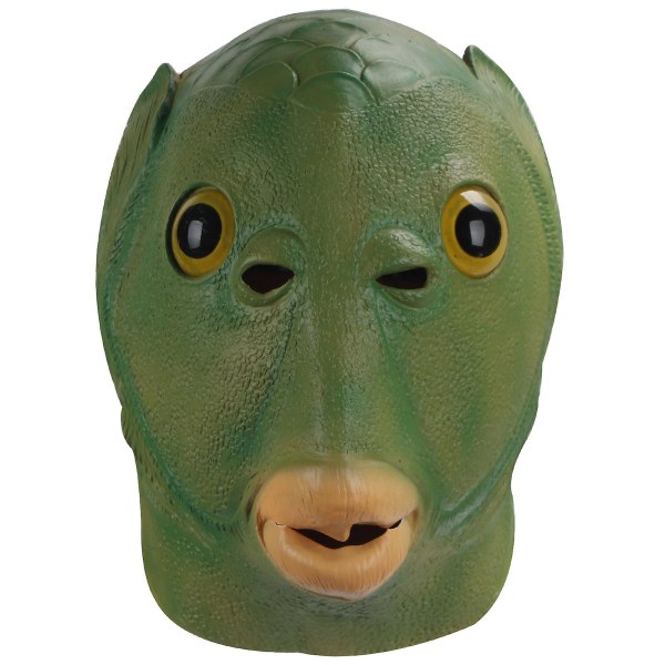 Halloween Grön Fisk Man Huva Grönt Huvud Monster Mask (2 delar) Monster Beast Golden Crucian Carp Cos Rekvisita Latex Film Och TV Makeup Alien, M
