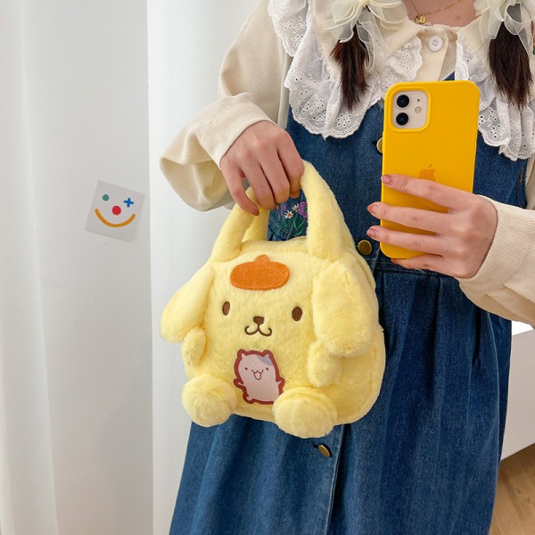 Mub- Sød tegnefilm film taske Sanrio taske kulomi pigers crossbody taske plys legetøj Melody dukke Crossbody bag - cinnamon dog