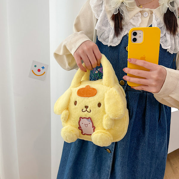 Mub- Söt tecknad filmväska Sanrio väska kulomi flickors crossbody-väska plyschleksak Melody-docka Handbag - Kulomi