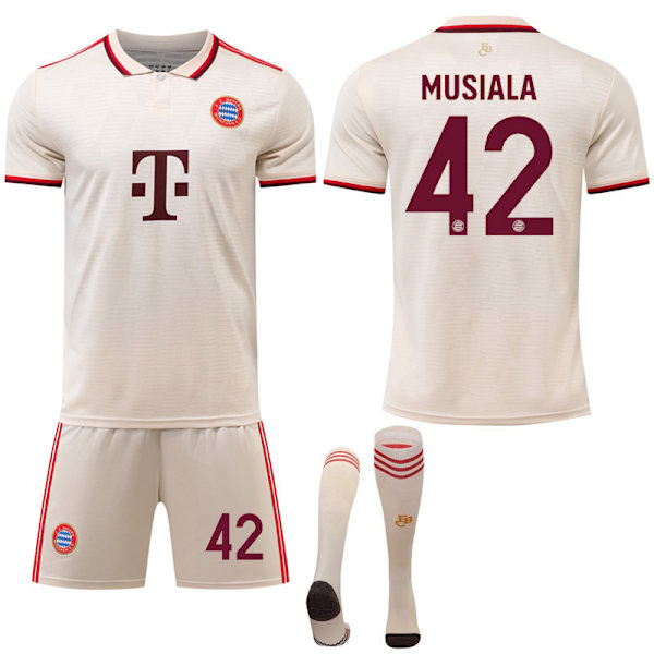 Bayern München Udebanefodboldtrøje Sæt til Børn og Voksne 2024-2025 med Strømper No.42 Musiala No.42 Musiala L