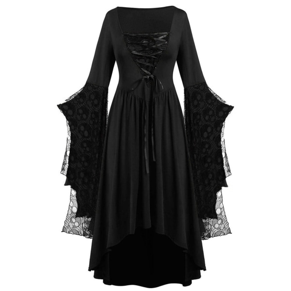 Vuxen Punk Gothic Witch Carnival Cosplay Dräkt Häxa Vampyr Festklänning Halloween -a Black 2XL