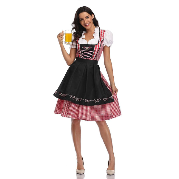 Kvinnors Oktoberfest Beer aid Costume Bavarian Traditional Dirndl Dress Carnival .q Black M