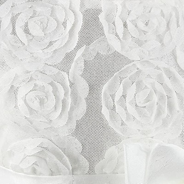 Tyll- ja pitsimekko, kolmiulotteinen kukkamekko (valkoinen, 120 cm) .4 White 120cm