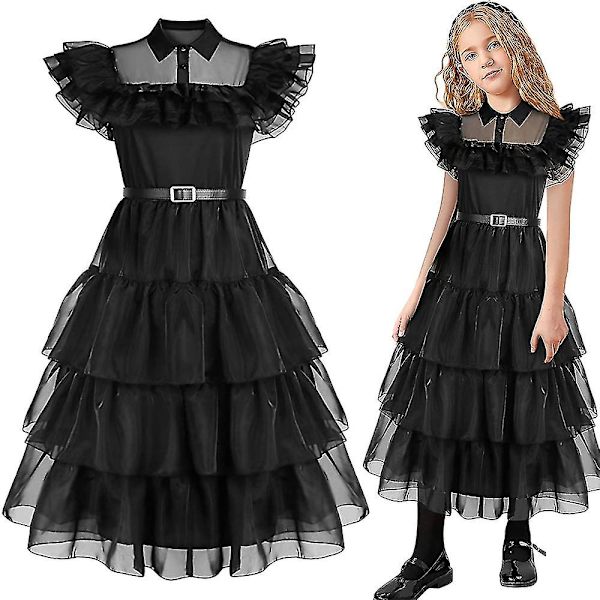 6-10 vuotta keskiviikko Addams mekko lapsille tytöille Cosplay juhlapuvut mekko lahjat -a 7-8 Years